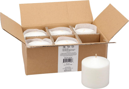 Stonebriar Unscented White Tall Pillar Candles, 65 Hour Burning Candle Pillars, Perfect for Decor, Weddings, Emergencies 3" X 6", 6 count