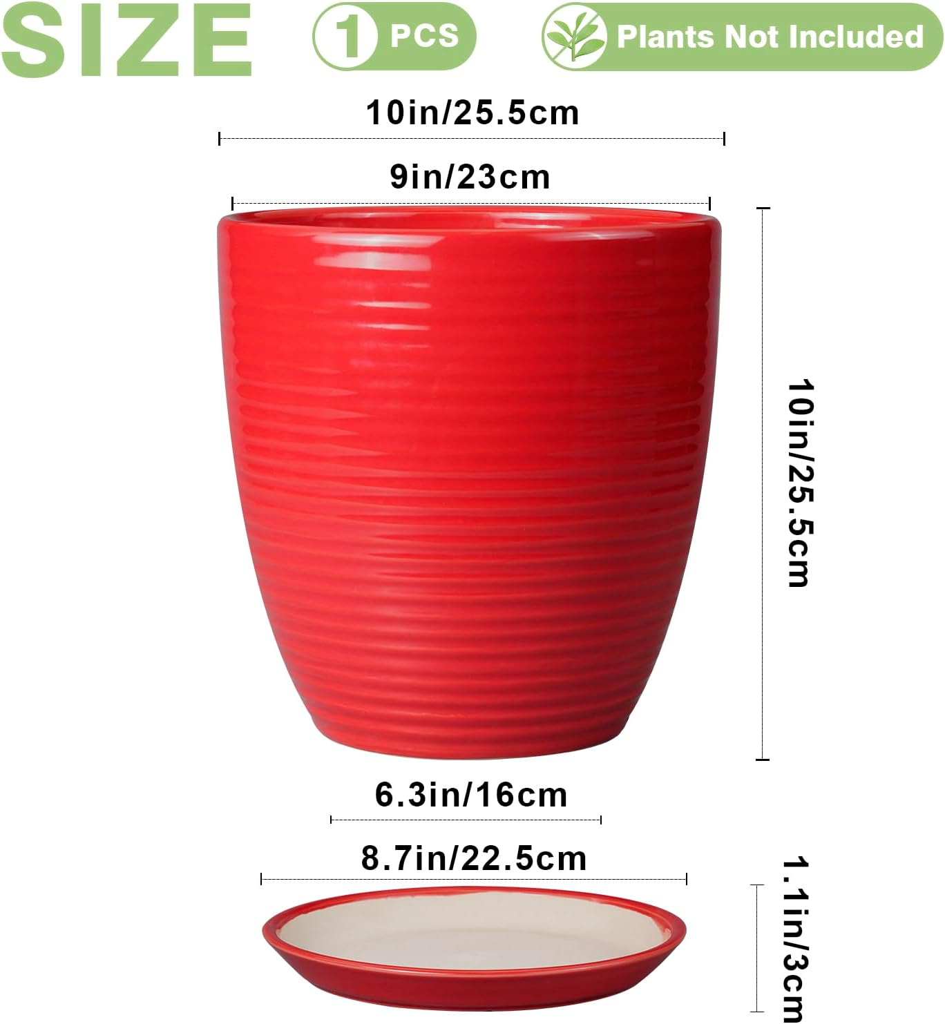 Ceramic Pots for Plants - 6 Inch Plant Pot with Drainage Hole and Saucer, Round Planters for Indoor Outdoor, Flower Pots, Modern Planter, Home Office Room Decor, Gifts for Plant Lovers, White