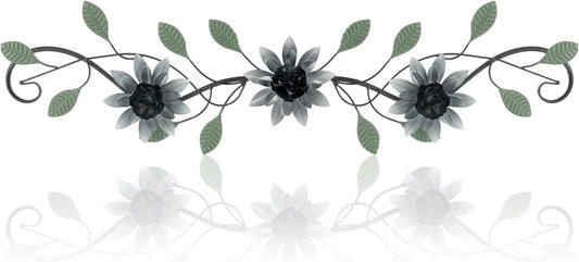 KHJCXS Metal Wall Art Modern Minimalist Metal Flowers Indoor Decor Horizontal Wall Art Iron Artwork,for Over Door,Bedroom,Living Room,Kitchen,Office Scroll Decor