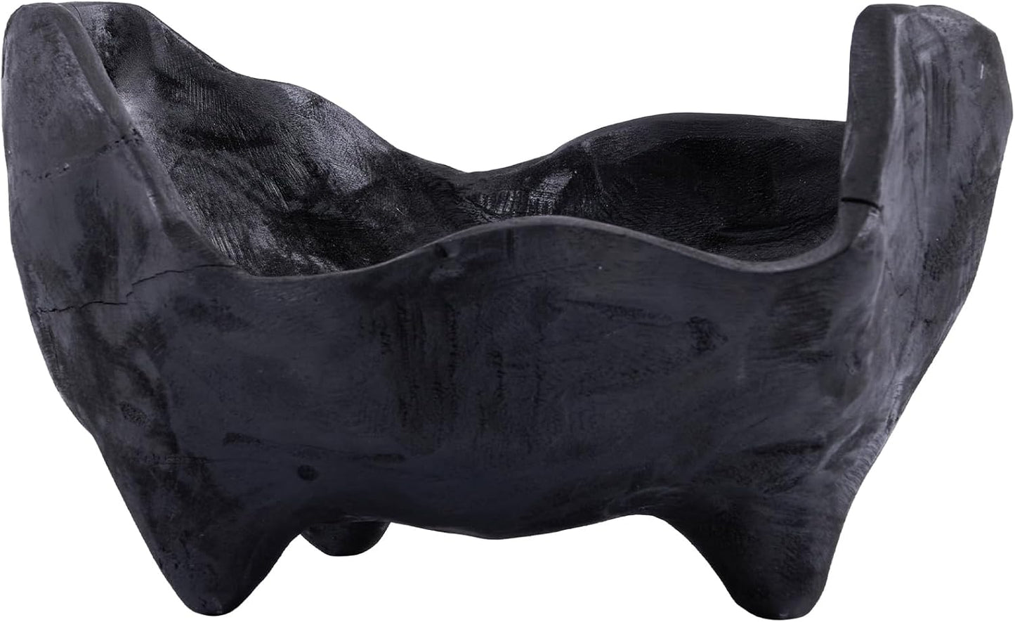 DN DECONATION Oak Wood Black Decorative Bowl-9.25x5.51 Inch Small Bowl for Entryway Key, Fruit, Candy with feet, Boho Farmhouse Home Decor for Dining Room, Coffee Table Centerpiece