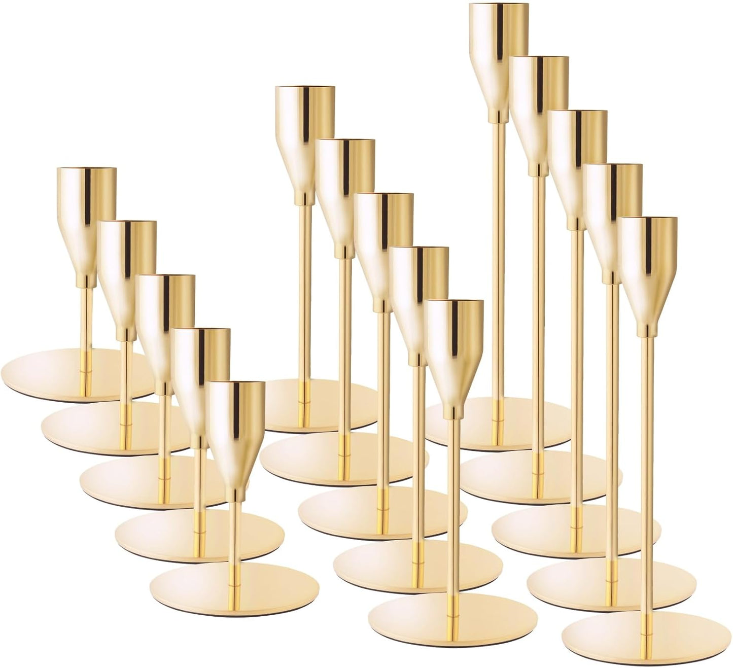 French Gold Taper Candle Holders for Wedding Table Centerpiece,Tall Taper Candlestick Holders Bulk Set of 6,Metal Candle Stick Holders for Dinning or Mantel Centerpiece,Party Home Decor