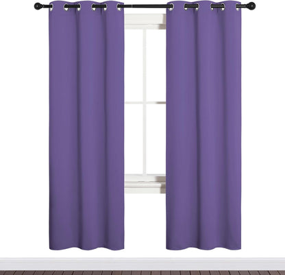 NICETOWN Halloween Pitch Black Solid Thermal Insulated Grommet Blackout Curtains/Drapes for Bedroom Window (2 Panels, 42 inches Wide by 63 inches Long, Black) - Colors D