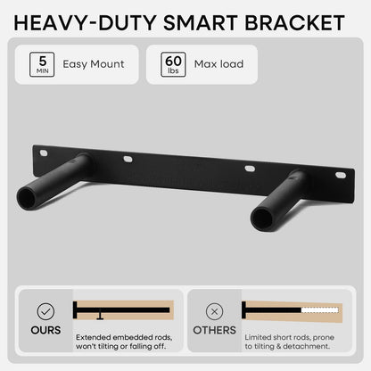 Homeforia 24 inch Natural Floating Shelf, High End Solid Real Wood 24inch Small Floating Shelves for Wall Mounted, Natural Wooden Floating Shelves, Heavy Duty Bracket, 24 X 6.5 X 1.75 in, Set of 2