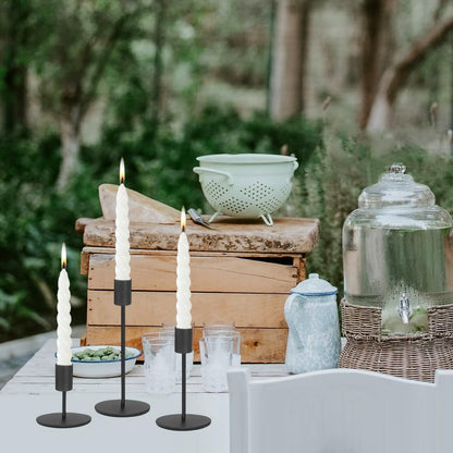 Set of 6 Black Candlestick Holders - Decorative for Home Decor, Wedding, Dining, Party, Anniversary