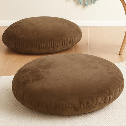 Codi Large Meditation Cushions – Round Floor Pillows for Adults with Removable Washable Cover, Soft and Supportive Floor Cushion for Yoga, Seating and Dog Bed, 32 inch - Grey