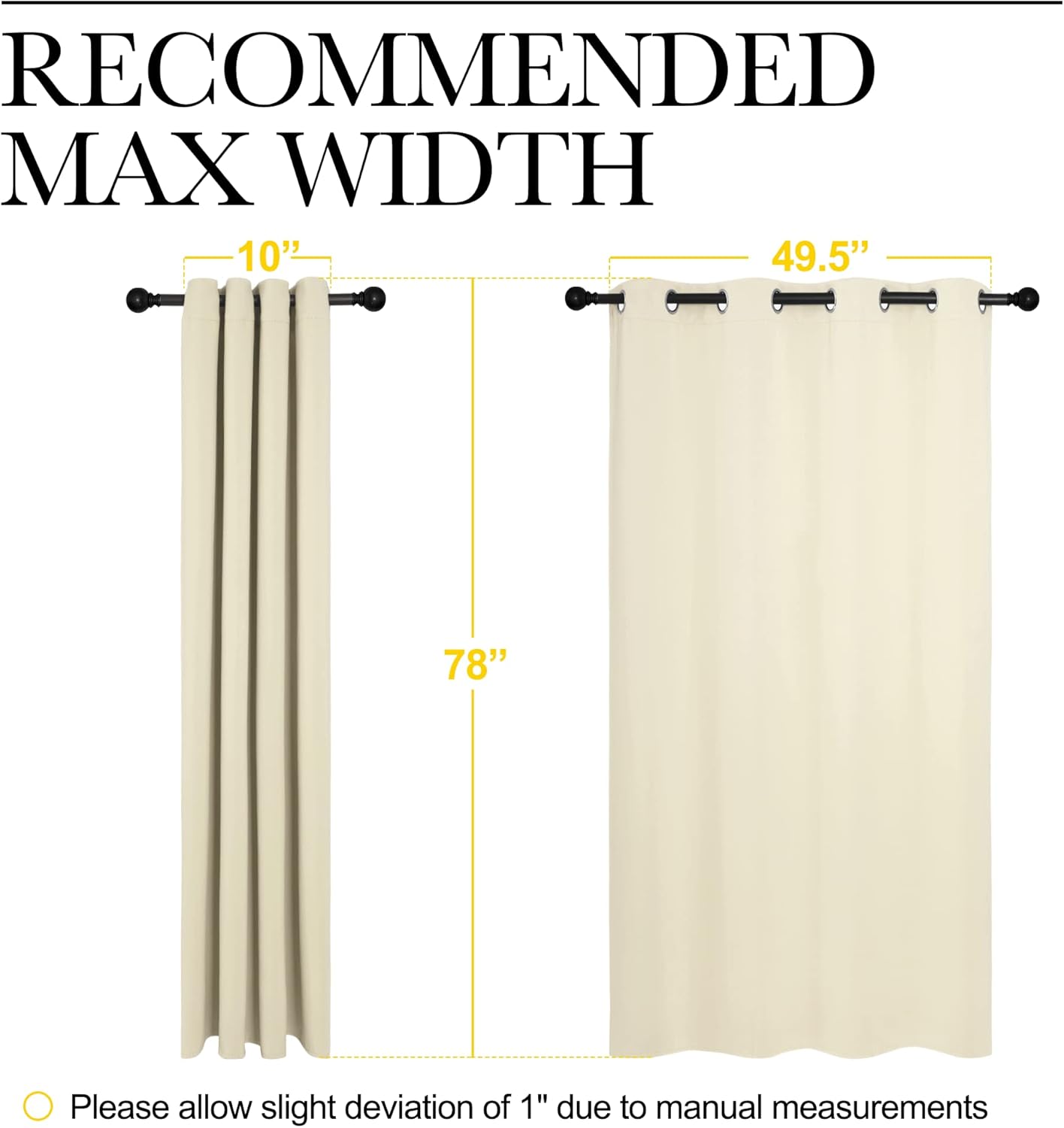 NICETOWN Halloween Pitch Black Solid Thermal Insulated Grommet Blackout Curtains/Drapes for Bedroom Window (2 Panels, 42 inches Wide by 63 inches Long, Black) - Colors C