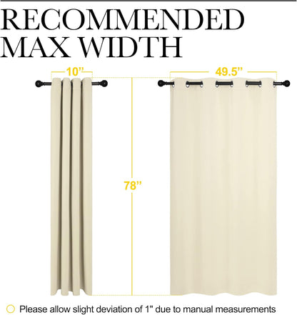 NICETOWN Halloween Pitch Black Solid Thermal Insulated Grommet Blackout Curtains/Drapes for Bedroom Window (2 Panels, 42 inches Wide by 63 inches Long, Black) - Colors C