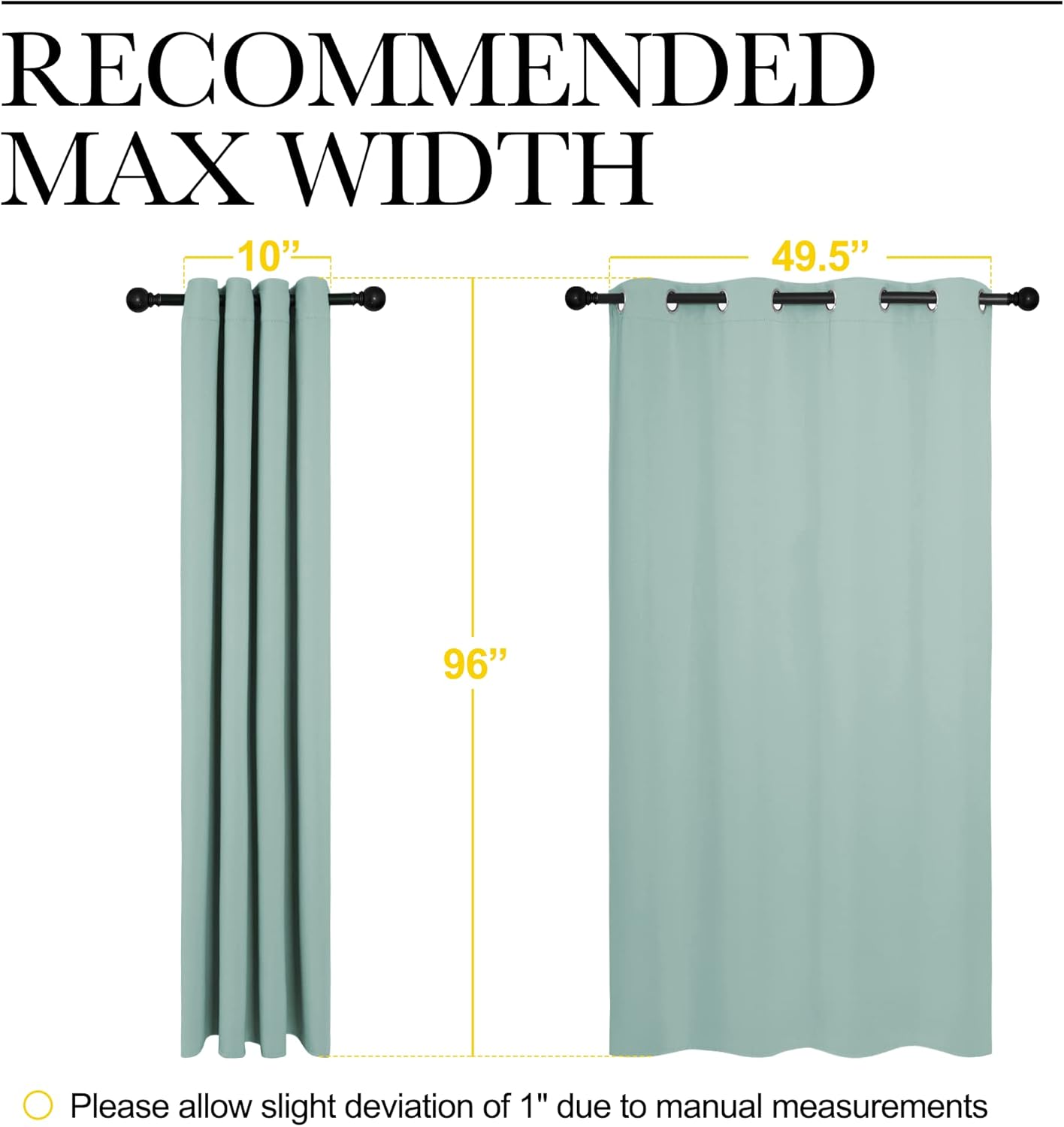 NICETOWN Halloween Pitch Black Solid Thermal Insulated Grommet Blackout Curtains/Drapes for Bedroom Window (2 Panels, 42 inches Wide by 63 inches Long, Black) - Colors A