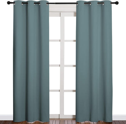 NICETOWN Halloween Pitch Black Solid Thermal Insulated Grommet Blackout Curtains/Drapes for Bedroom Window (2 Panels, 42 inches Wide by 63 inches Long, Black) - Colors C