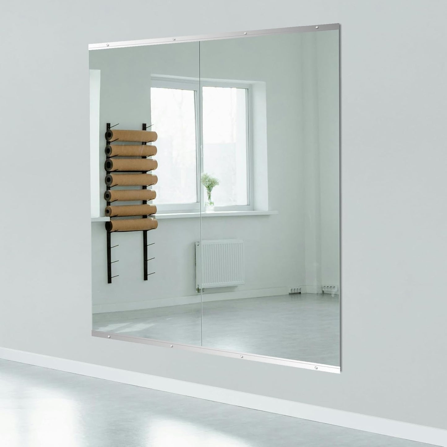 Ruomeng Home Gym Mirrors 12 Inch x 12Pcs Wall Mounted Mirror Glass Frameless Full Length Mirror Tiles for Home Gym, Bedroom, Door & Bathroom