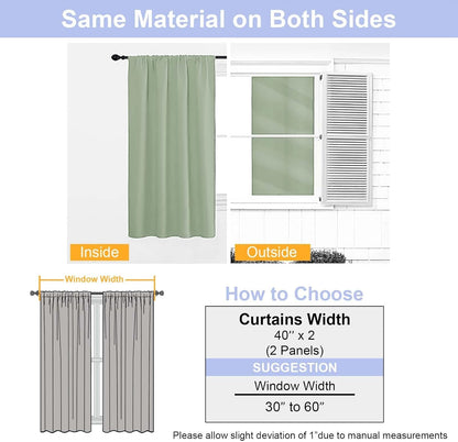 Simplebrand Ava Sage Green Blackout Curtains for Bedroom 63 Inch Length 2 Panels Set, Solid Thermal Insulated Energy Saving Rod Pocket Window Treatment Curtains Blackout Drapes, W40 x L63 Inch, Sage - Colors C