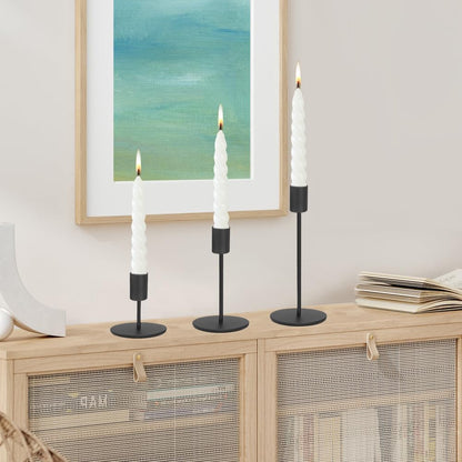 Set of 6 Black Candlestick Holders - Decorative for Home Decor, Wedding, Dining, Party, Anniversary
