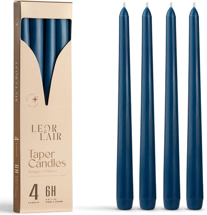 Leor & Lair Ivory Taper Candles - 4 Pack 10" Ivory Candlesticks - Unscented Cream Candle Sticks for Home Decoration, Holiday Tables, Weddings, Restaurants & Business Events