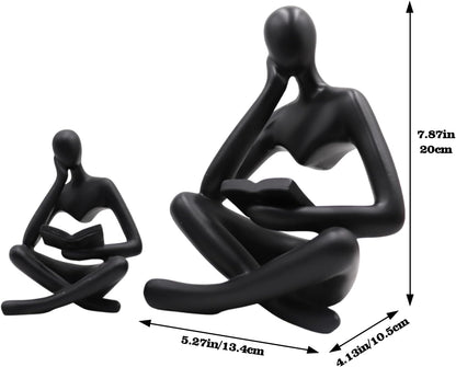 Jinkoozz Reading Women Statue, Thinker Sculptures, Abstract Art Ornament, Modern Aesthetic Figurine Decoration, Suitable for Home Living Room Bedroom Office Shelf Table Desk Bookshelf Decor