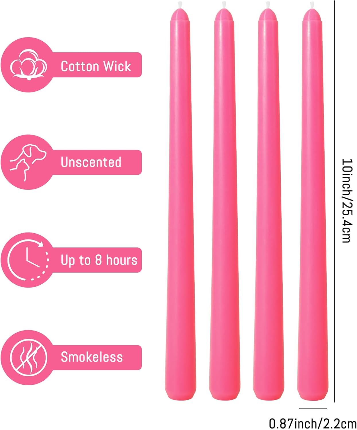 Viyffo Taper Candles, 10 Inch, 4 Pack, Olive Glow – Unscented, Dripless & Smokeless Design, Up to 8 Hour Burn – Long Tall Taper Candlesticks for Wedding, Dinner & Home Decor
