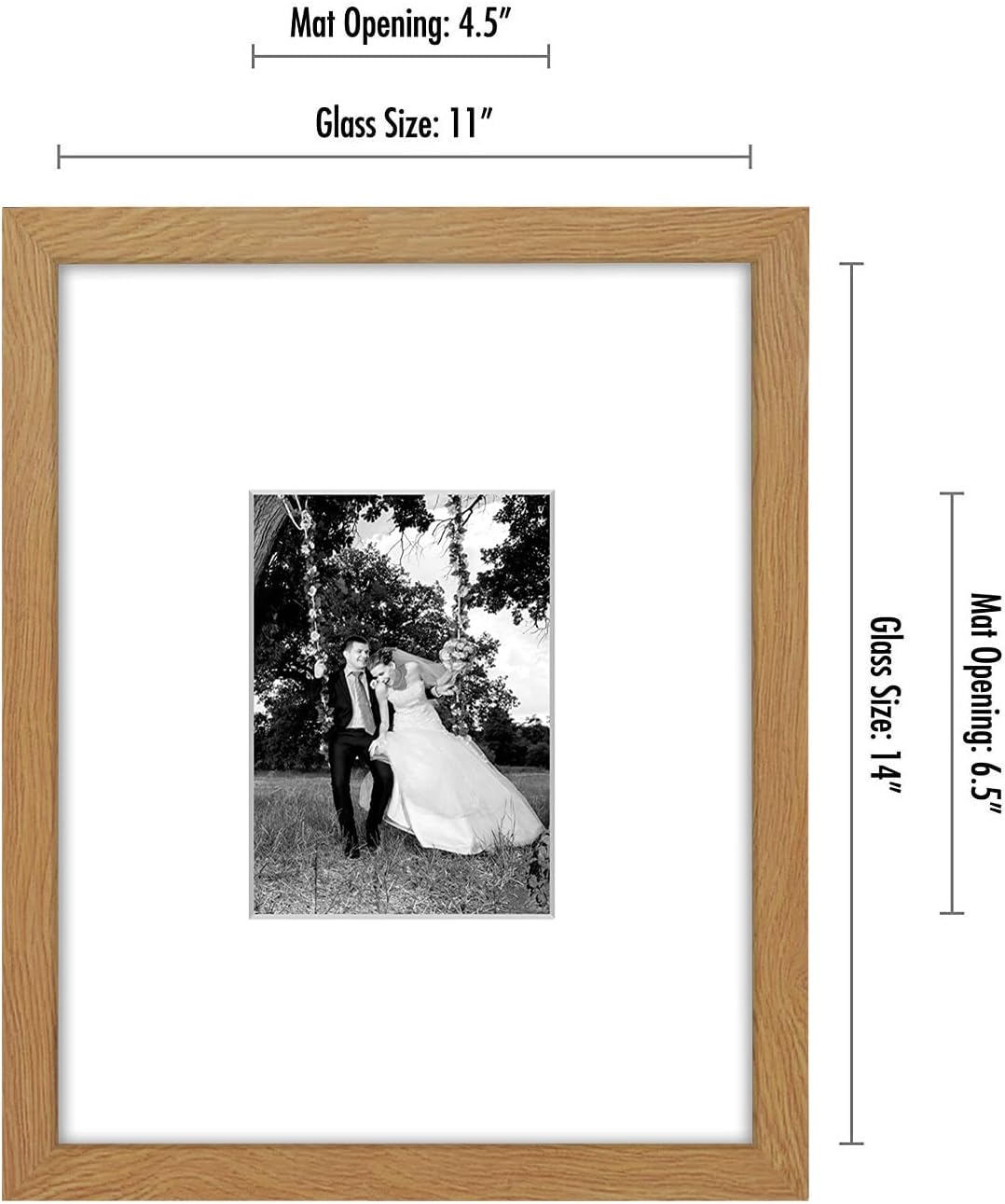 Americanflat 11x14 Picture Frame with Shatter-Resistant Glass - Use as 5x7 Frame with Mat or Display 11x14 Photo Without Mat - Signature Collection - Picture Frames for Wall Display - Black