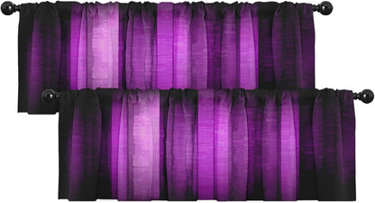 Emvency 2 Pack Dark Grey Valances Window Treatments, Gray Striped Abstract Blackout Drapes Adjustable Curtain for Windows Living Room Kitchen Over Sink, 52x18 Inch Rod Pocket Valances