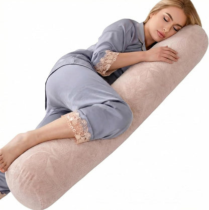 1 MIDDLE ONE Body Pillow for Adults, Bolster Pillow with Removable Velvet Cover, Long Round Cervical Roll Pillow, 47 x 7.87 Inches, Grey