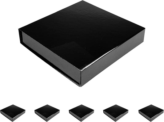 CECOBOX - Gift Boxes with Lids for Presents 9.5"x9.5"x1.75" - Glossy, Collapsible Magnetic Closure Gift Box - Groomsmen & Bridesmaid Proposal Boxes, Wedding, PR, Birthdays, Holidays (White)