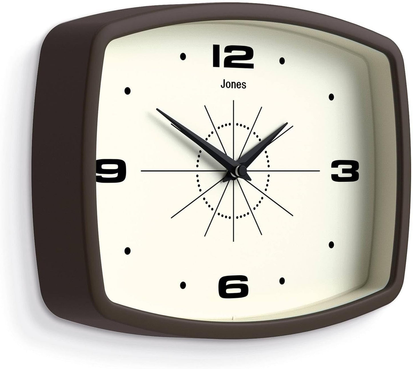 JONES CLOCKS® Movie wall Clock | Retro Rectangular Clock | 10 inch | Orange | Cool mid-Century Designer Look for Kitchen, Living Room or Office