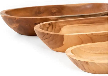 ANDALUCA Teak Wood Large Oval Decorative Dough Bowl 18in