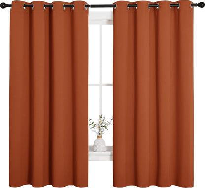 NICETOWN Halloween Pitch Black Solid Thermal Insulated Grommet Blackout Curtains/Drapes for Bedroom Window (2 Panels, 42 inches Wide by 63 inches Long, Black) - Colors B
