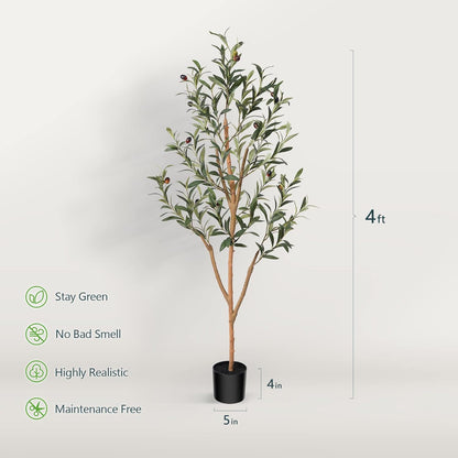 Kazeila Artificial Olive Tree 6FT Tall Faux Silk Plant for Home Office Decor Indoor Fake Potted Tree with Wood Branches and Fruits