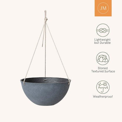 LA JOLIE MUSE Large Hanging Planters - 13 Inch Flower Pots Outdoor Indoor, Hanging Garden Planters Set of 2, New Iron Color