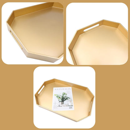 Green Decorative Tray with Handles, Versatile Serving Tray for Coffee Table, Ottoman, Ideal for Serving, Displaying, Organizing, 15.7"*10.2"*1.57"