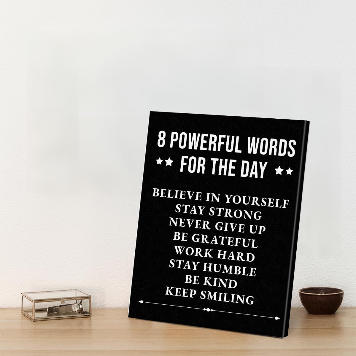Inspirational Farmhouse Canvas Print Wall Art Decor One Small Positive Thought in the Morning Can Change Your Whole Day Sign Painting Plaque Rustic Home Decoration (8 X 8 Inches, Framed)