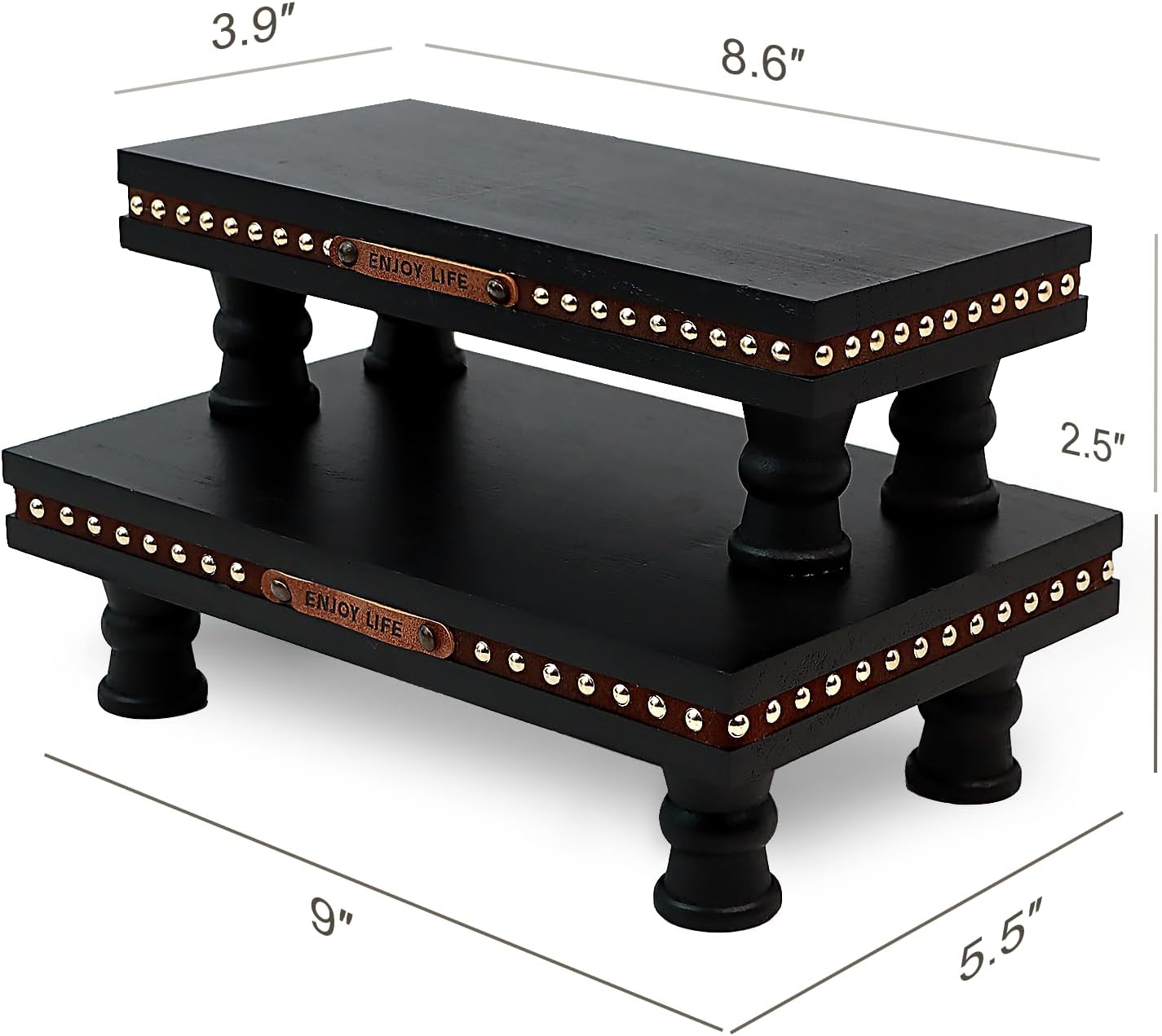 Wood Tray Pedestal Stand, Waterproof Bathroom Counter Organizer, Modern Farmhouse Riser for Soap/Candle/Sponge White Small