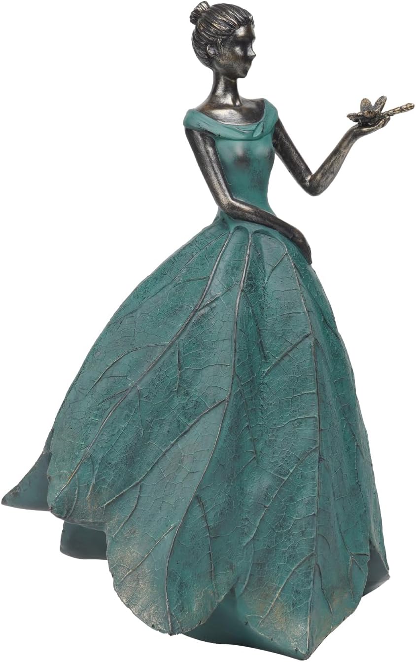 Guichifun Fairy Statue Collection Home Decoration - Leaf Angel Girls Resin Modern Table Decor for Living Room Office Sculpture Decor for Women Indoor Rustic Figurines Gift 5 x 3 x 7.5 Inch