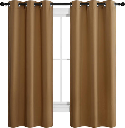 NICETOWN Halloween Pitch Black Solid Thermal Insulated Grommet Blackout Curtains/Drapes for Bedroom Window (2 Panels, 42 inches Wide by 63 inches Long, Black) - Colors A