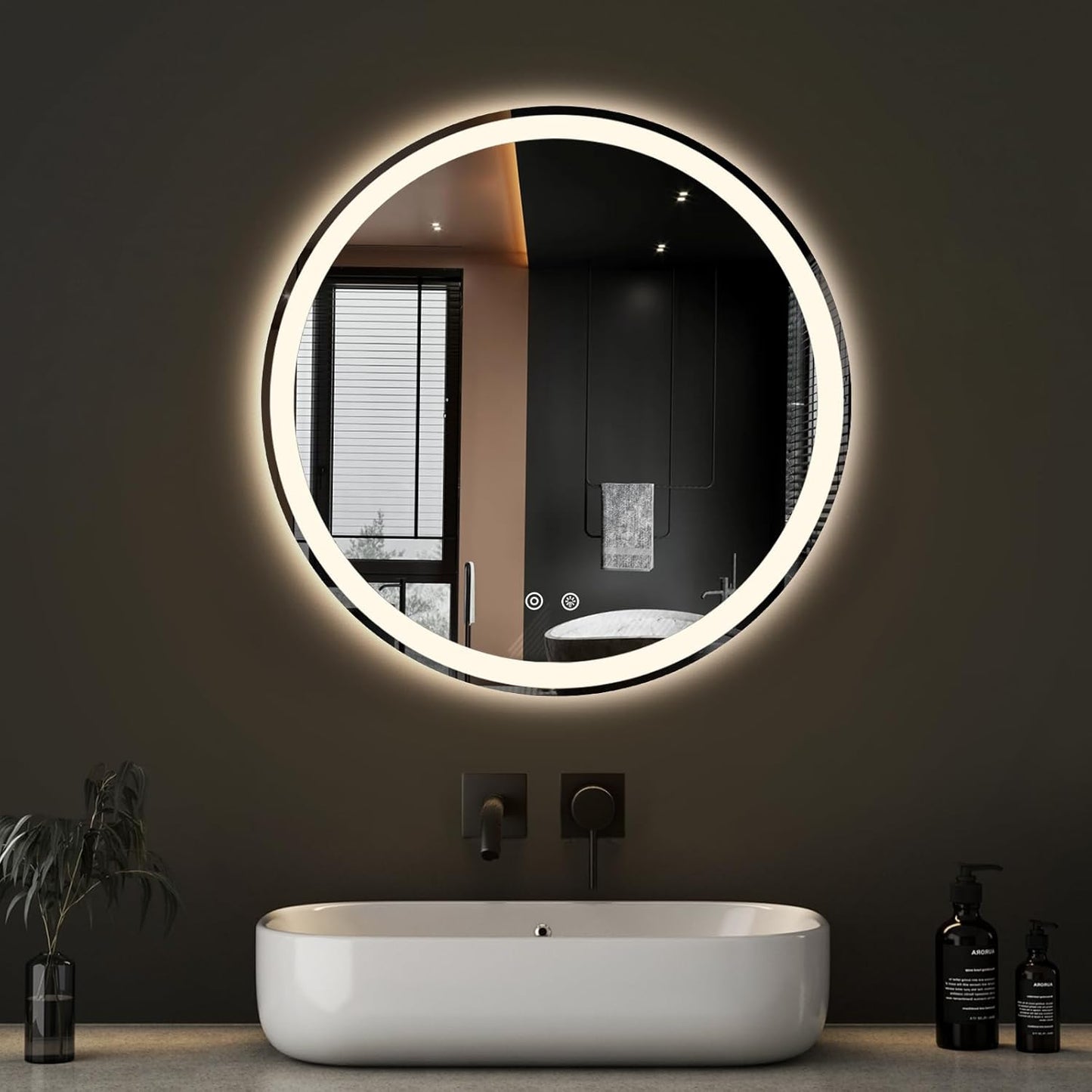 NEWBULIG 20IN Round Bathroom Wall Mirror, Modern Vanity Mirrors for Over Sink, HD Glass Decorative for Entryway, Bedroom & Living Room, Gold