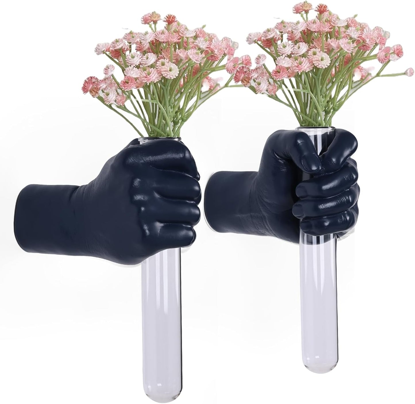 2 Pieces Wall Sculptures, Hands Vase Home Decor, Wall Mount Art Sculpture, Unique Wall Art Statue, Funky Flower Vase Decorations, Modern Eclectic Hanging Decor,Hands Statue (Black)