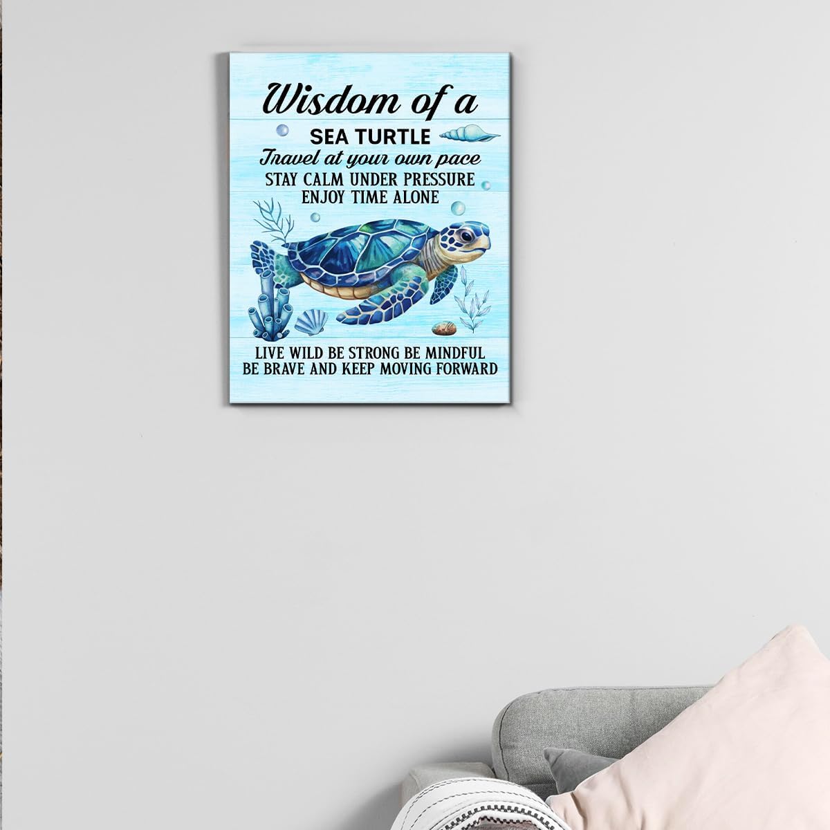 Inspirational Farmhouse Canvas Print Wall Art Decor One Small Positive Thought in the Morning Can Change Your Whole Day Sign Painting Plaque Rustic Home Decoration (8 X 8 Inches, Framed)