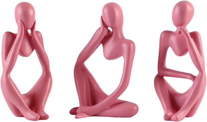 BrownLove 3pcs Decor White Thinker Statue Abstract Art Sculpture，Resin Collectible Figurines for Home Living Room Office Shelf Decoration