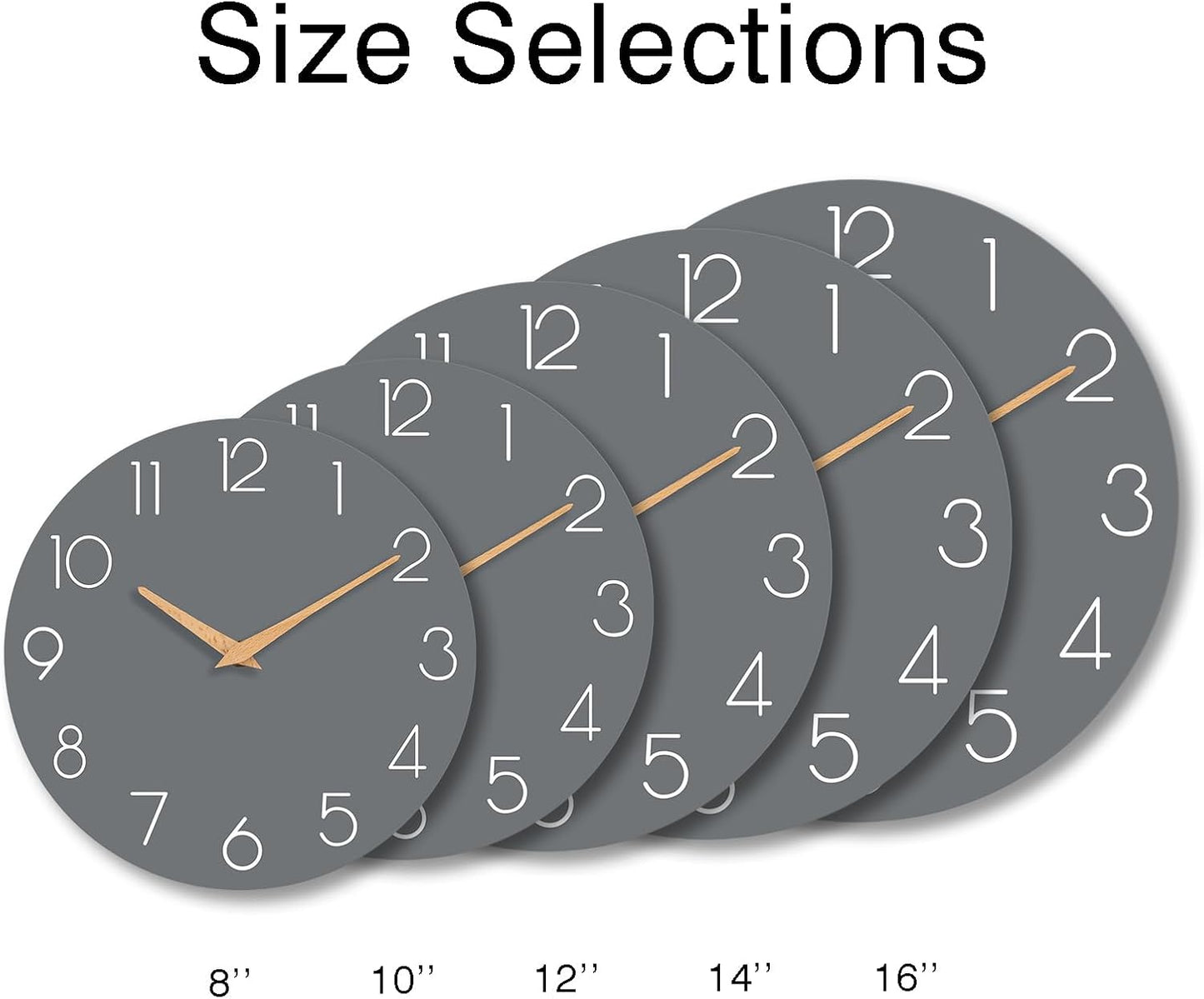 cicininc Wall Clock, Gray Silent Non-Ticking, Decorative Battery Operated Wall Clocks for Bedroom, Kitchen, Home, Office, School, Hotel (8 Inch)