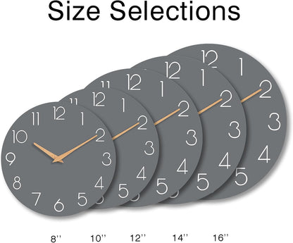 cicininc Wall Clock, Gray Silent Non-Ticking, Decorative Battery Operated Wall Clocks for Bedroom, Kitchen, Home, Office, School, Hotel (8 Inch)