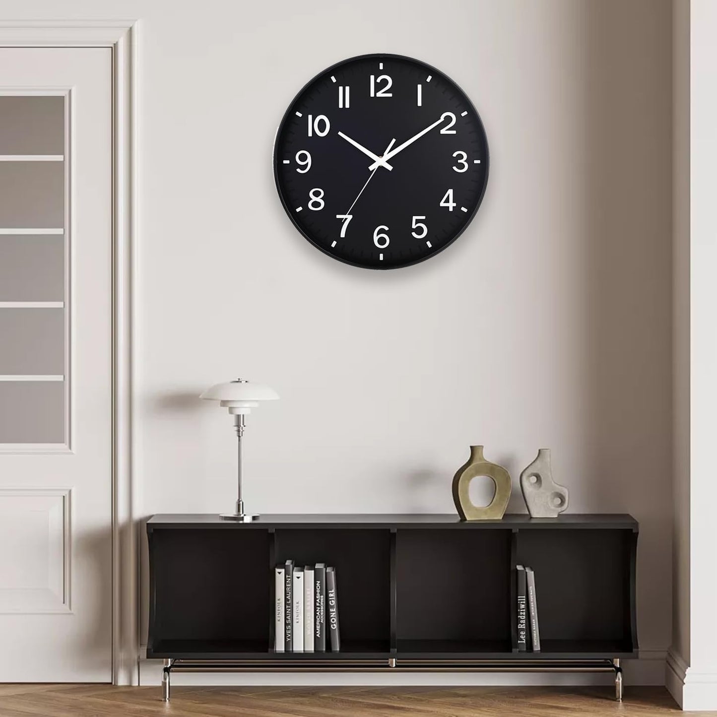 HZDHCLH Wall Clocks Battery Operated,12 inch Silent Non Ticking Modern Wall Clock for Living Room Bedroom Kitchen Office Classroom Decor (Olive Green and Gold)