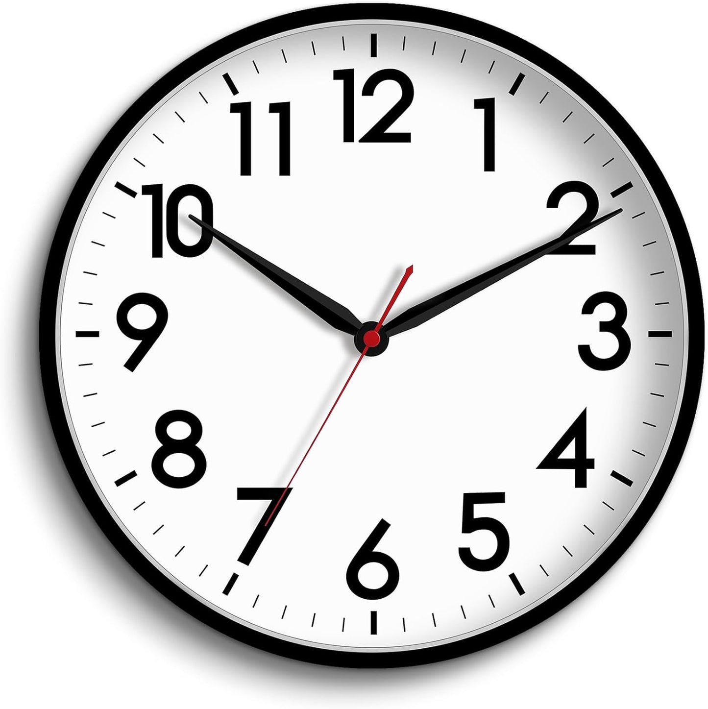 AKCISOT Wall Clock, Modern Small Wall Clocks Battery Operated 8 Inch, Silent Non-Ticking Analog Classic for Office, Home, Bathroom, Kitchen, Bedroom, School(Black)
