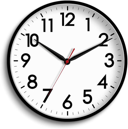 AKCISOT Wall Clock, Modern Small Wall Clocks Battery Operated 8 Inch, Silent Non-Ticking Analog Classic for Office, Home, Bathroom, Kitchen, Bedroom, School(Black)