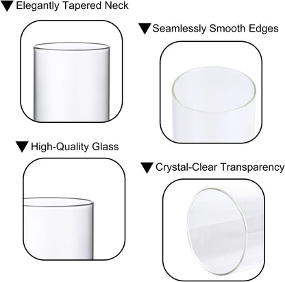 PHOSPHOR Hurricane Candle HoldersFor Pillar Candle Clear Glass Cylinder Centerpieces Vases Table Decoration Centerpiece Floral Room Decor Clear Seeded Bubbles Living Dining Kitchen 3 Pieces