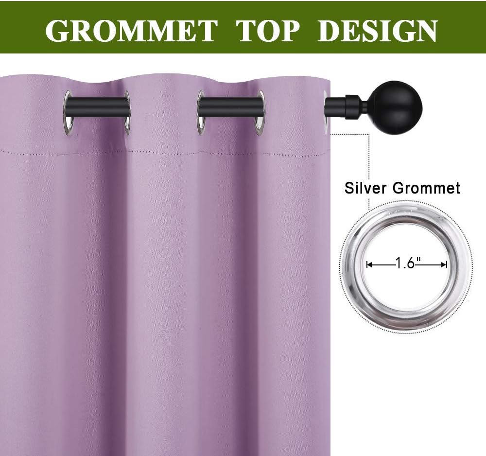 NICETOWN Halloween Pitch Black Solid Thermal Insulated Grommet Blackout Curtains/Drapes for Bedroom Window (2 Panels, 42 inches Wide by 63 inches Long, Black) - Colors B