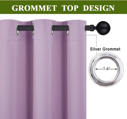 NICETOWN Halloween Pitch Black Solid Thermal Insulated Grommet Blackout Curtains/Drapes for Bedroom Window (2 Panels, 42 inches Wide by 63 inches Long, Black) - Colors B