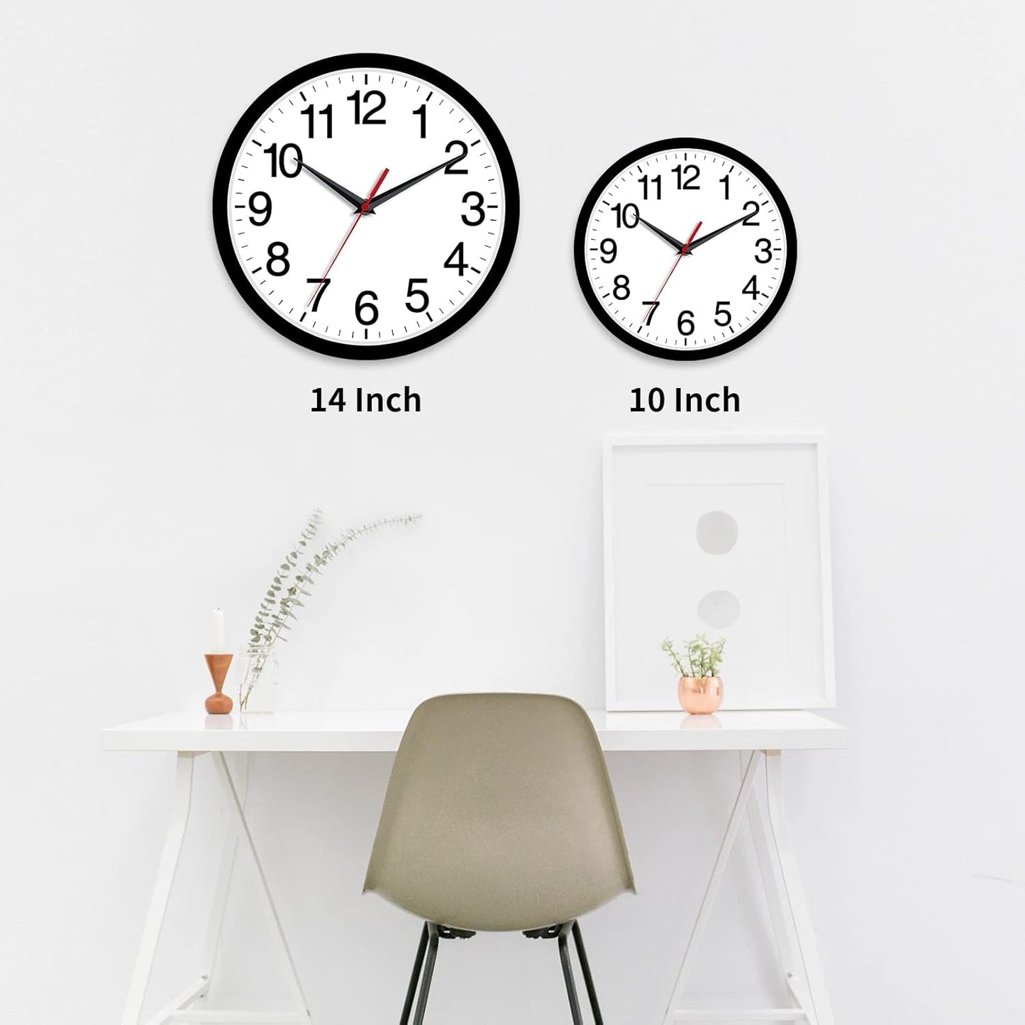 Rohioue Wall Clock Modern 8 Inch Battery Operated Silent Non Ticking Small Analog Clock for Living Room Office Home Bedroom Kitchen Bathroom(Black)