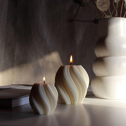 2PCS Hourglass Pillar Candles Set,Soy Wax Orchids Scented Pillar Candles,Cylindrical Tall Pillar Candle,Elegant Bubble Aesthetic Candle Housewarming Gift Home Room Shelf Decor Idea(White)
