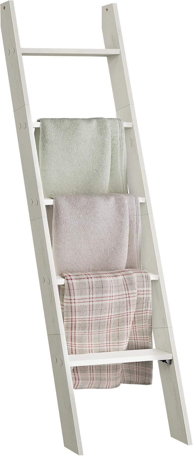 VASAGLE Blanket Ladder Decorative Farmhouse for The Living Room, 5-Tier Ladder Shelf, Ladder Rack for Storage and Decor, Honey Brown ULLS018K41
