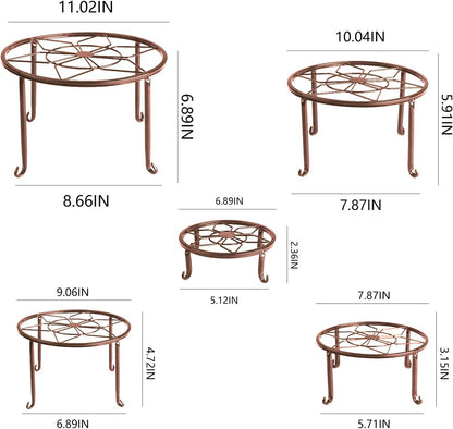5 Pack Metal Plant Stands,Heavy Duty Potted Holder for Flower Pot,Indoor Outdoor Metal Rustproof Iron Garden Container Round Supports Rack for Planter