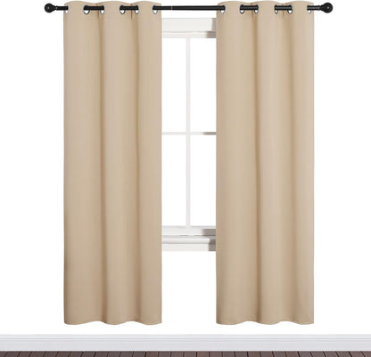 NICETOWN Halloween Pitch Black Solid Thermal Insulated Grommet Blackout Curtains/Drapes for Bedroom Window (2 Panels, 42 inches Wide by 63 inches Long, Black) - Colors D